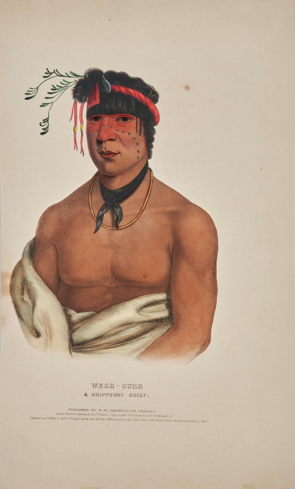 F. W. GREENOUGH, PUBLISHER (PHILADELPHIA, 19th CENTURY) TWO NATIVE AMERICAN LITHOGRAPH - Image 2 of 3