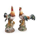 ITALIAN POLYCHROME CERAMIC ROOSTER AND HEN