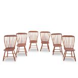 SIX PAINTED STEP-DOWN WINDOSR SIDE CHAIRS