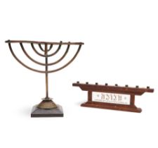 TWO AMERICAN FOLK ART MENORAHS