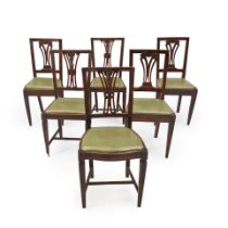 SET OF SIX WALNUT DINING CHAIRS