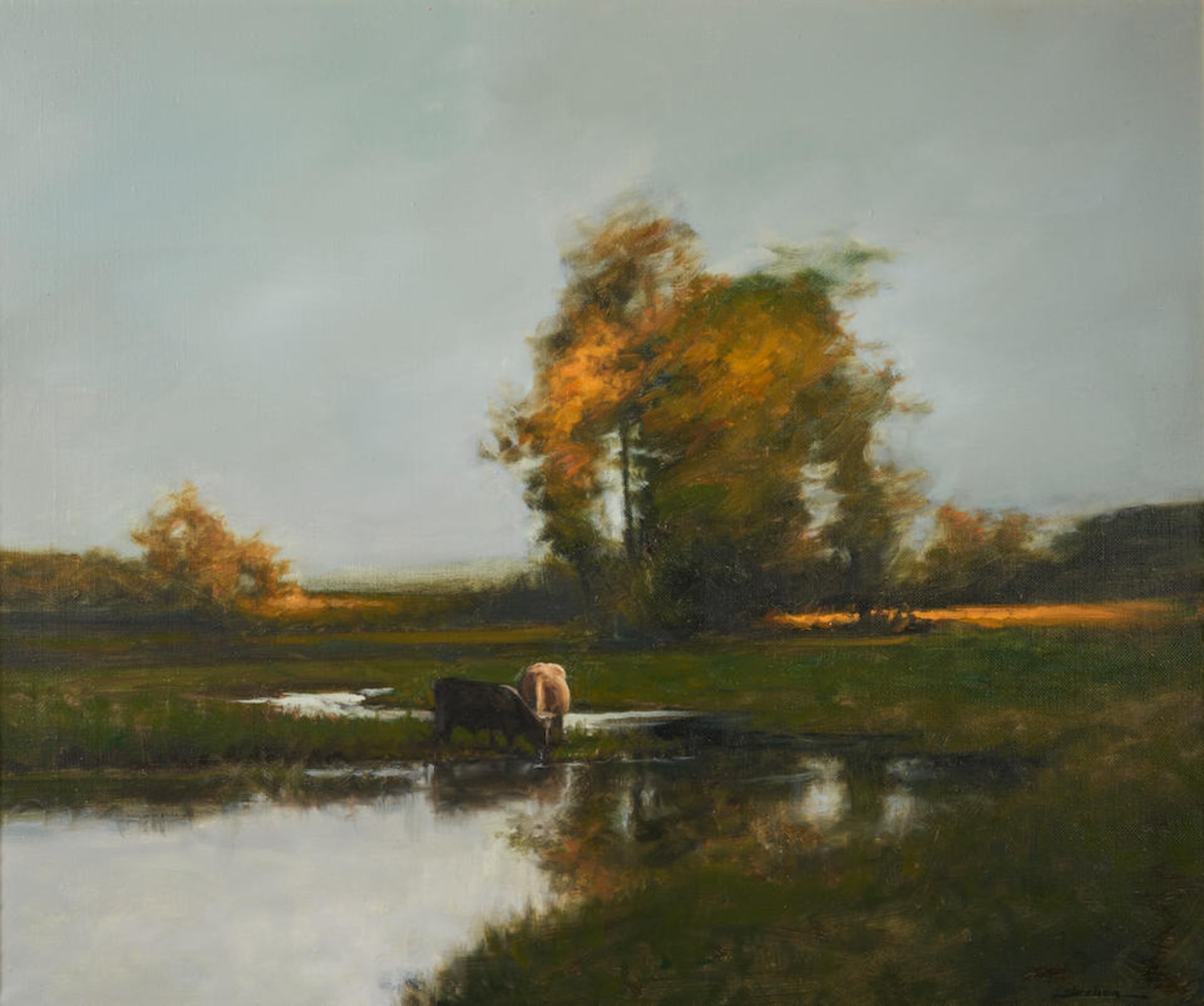 DENNIS SHEEHAN (AMERICAN, BORN 1950) LANDSCAPE WITH COWS