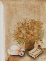 Bertina Lopes (Mozambican, 1924-2012) Still life with hat and flowers