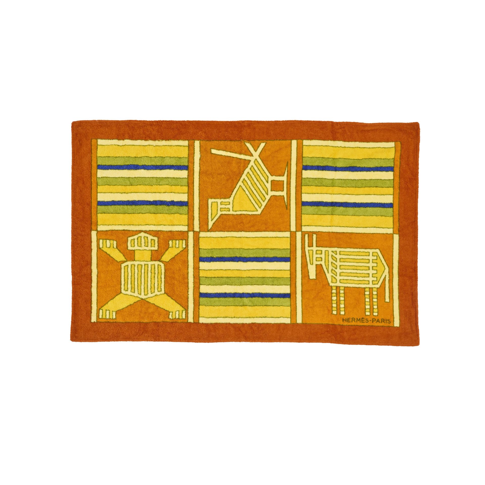 HERMES Paris. Serviette de plage 'Tortue'.