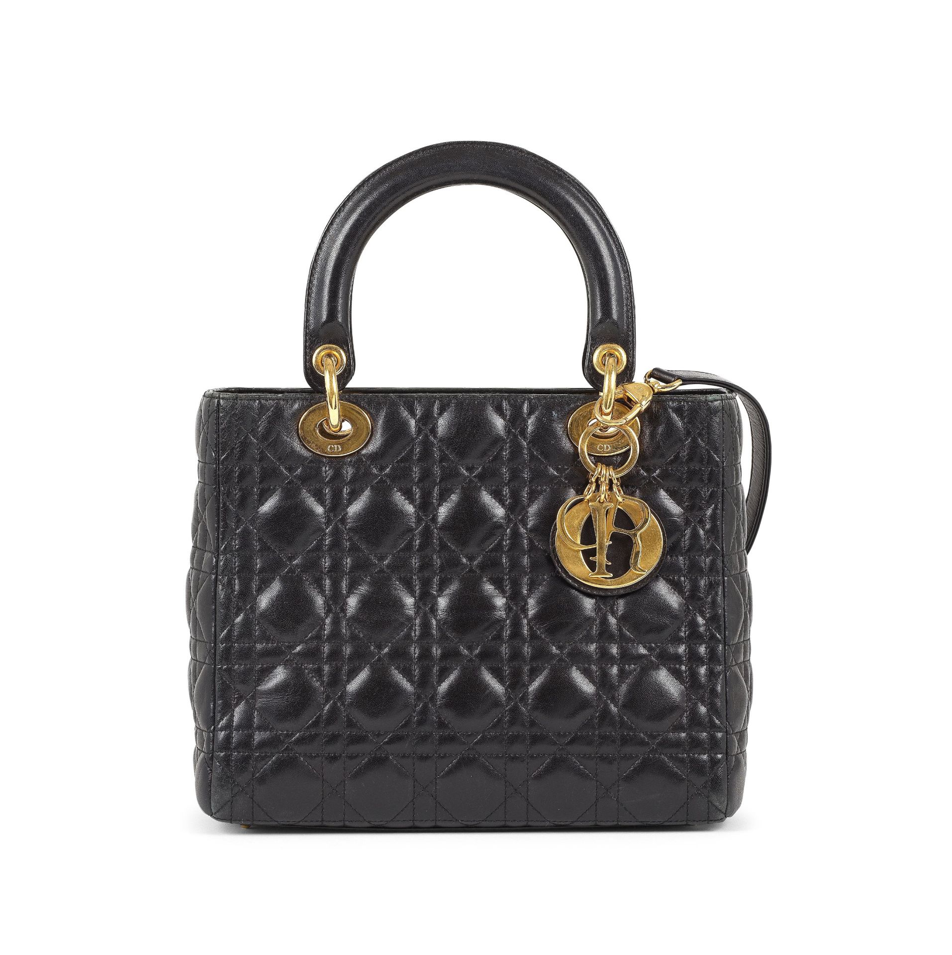 Christian DIOR, ann&#233;e 2003. Sac 'Lady Dior' 24 cm en cuir noir.