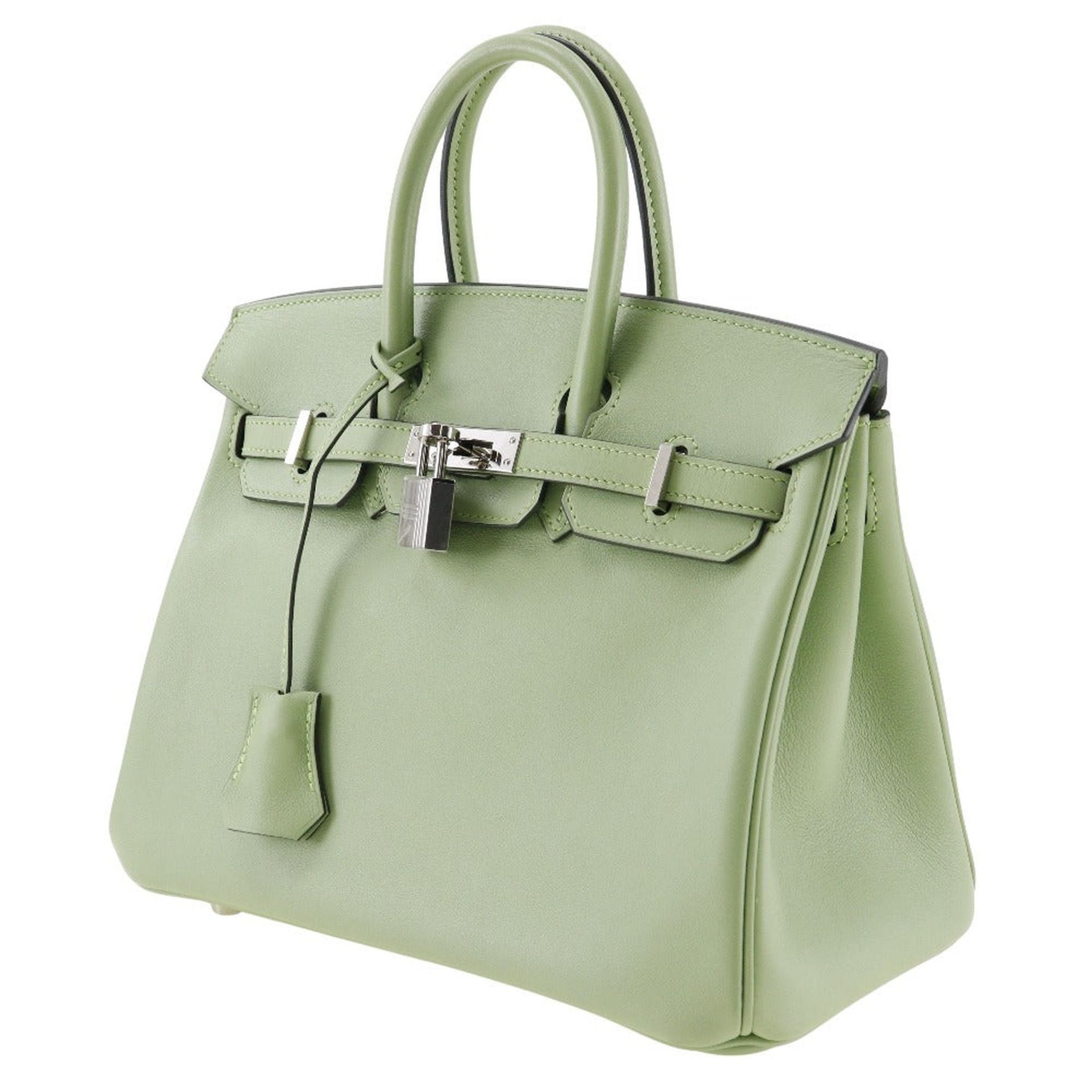 HERMES Paris, ann&#233;e . Sac 'Birkin' 25 cm en veau Swift Vert Criquet.