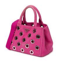 PRADA. Sac 'Canapa' mini en toile rose fuchsia.