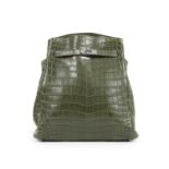 HERMES Paris, ann&#233;e 2000. Sac 'Kelly Sport' en Crocodile vert olive.