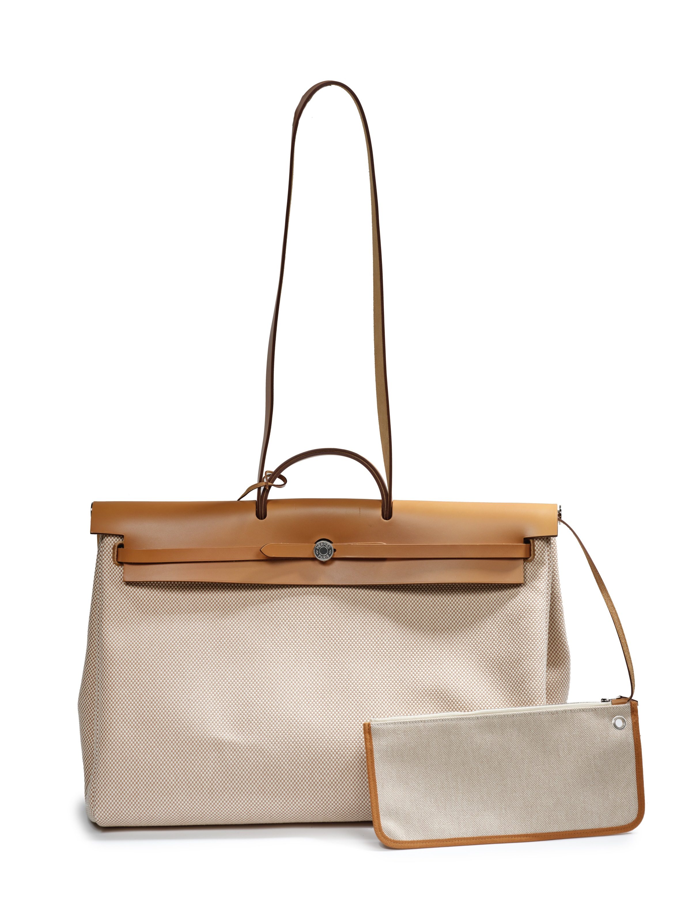 HERMES Paris, ann&#233;e 2015. Sac 'Herbag Zip Cabine' en Vache Hunter et toile Viking Quadrille.