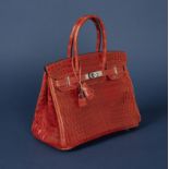 HERMES Paris, ann&#233;e 2015. Sac 'Birkin' 30 cm en Crocodilus Niloticus orange sanguine.