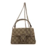 GUCCI. Sac 'Dionysus' PM en toile GG et daim beige.