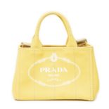 PRADA. Sac 'Canapa' mini en toile jaune soleil.