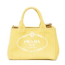 PRADA. Sac 'Canapa' mini en toile jaune soleil.