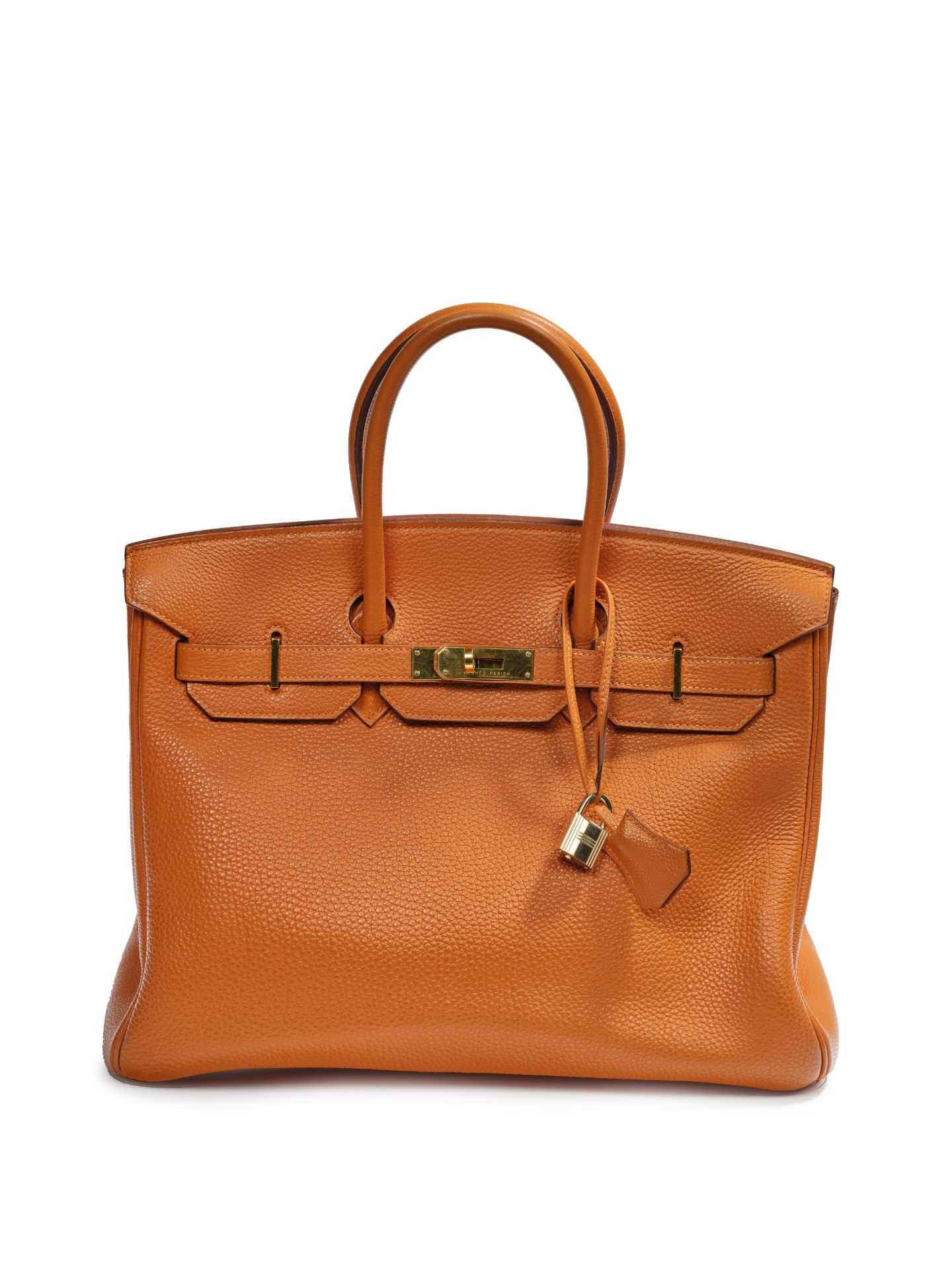 HERMES Paris, ann&#233;e 2004. Sac 'Birkin' en veau Togo orange.