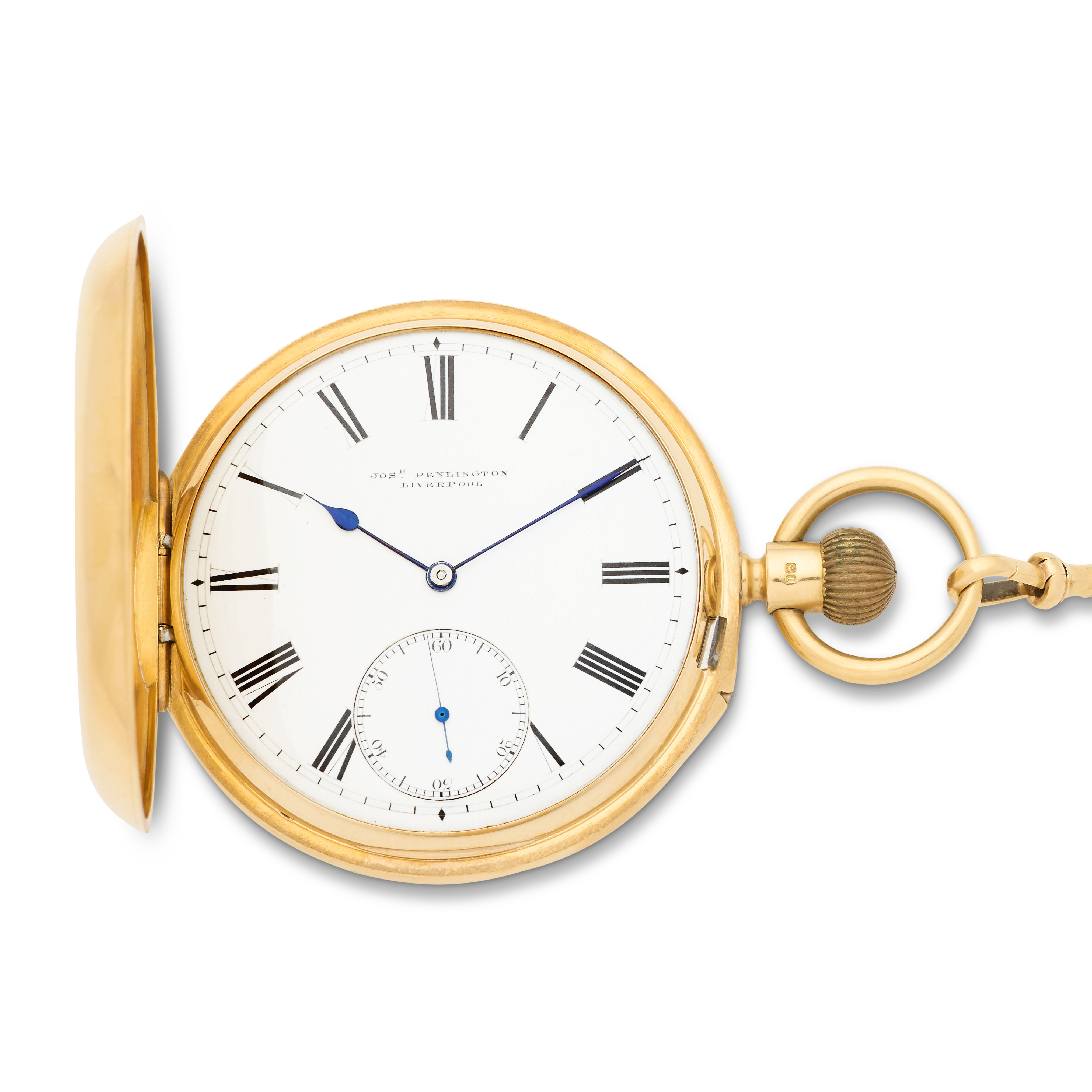 Joseph Penlington, Liverpool. A fine and heavy 18K gold keyless wind full hunter pocket watch wi...