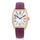 Franck Muller. A lady's 18K rose diamond set automatic wristwatch Cintree Curvex, Ref: 7500 SC ...