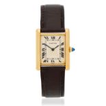 Cartier. An 18K gold manual wind wristwatch Tank, London Import Mark for 1976