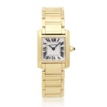 Cartier. A lady's 18K gold quartz bracelet watch Tank Fran&#231;aise, Ref: 1820, Circa 2000