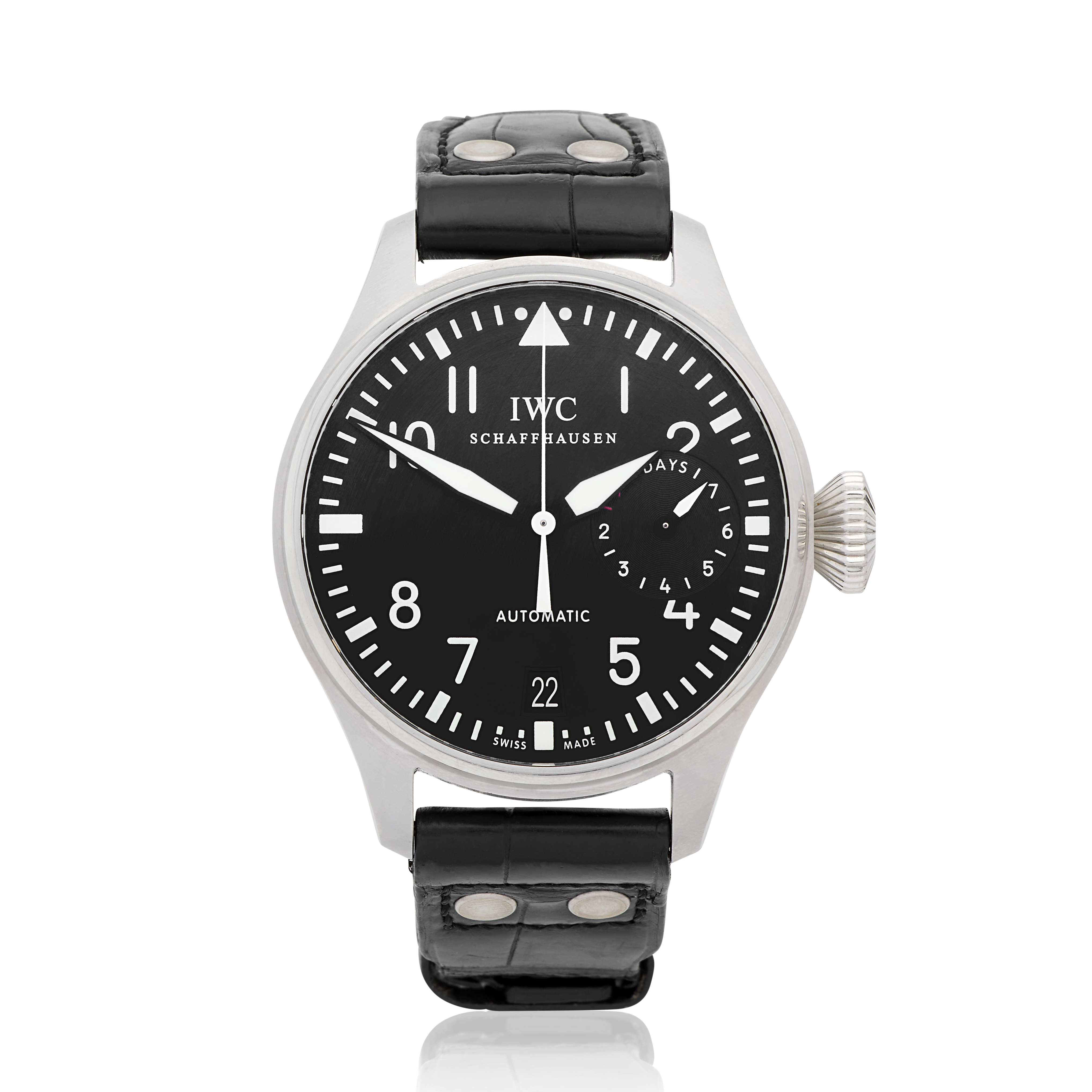 IWC. A stainless steel automatic calendar wristwatch with 7 day power reserve Big Pilot, Ref: 5...