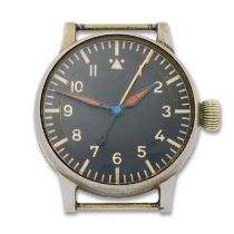 A. Lange & S&#246;hne. An oversized German military steel manual wind observation wristwatch Cir...
