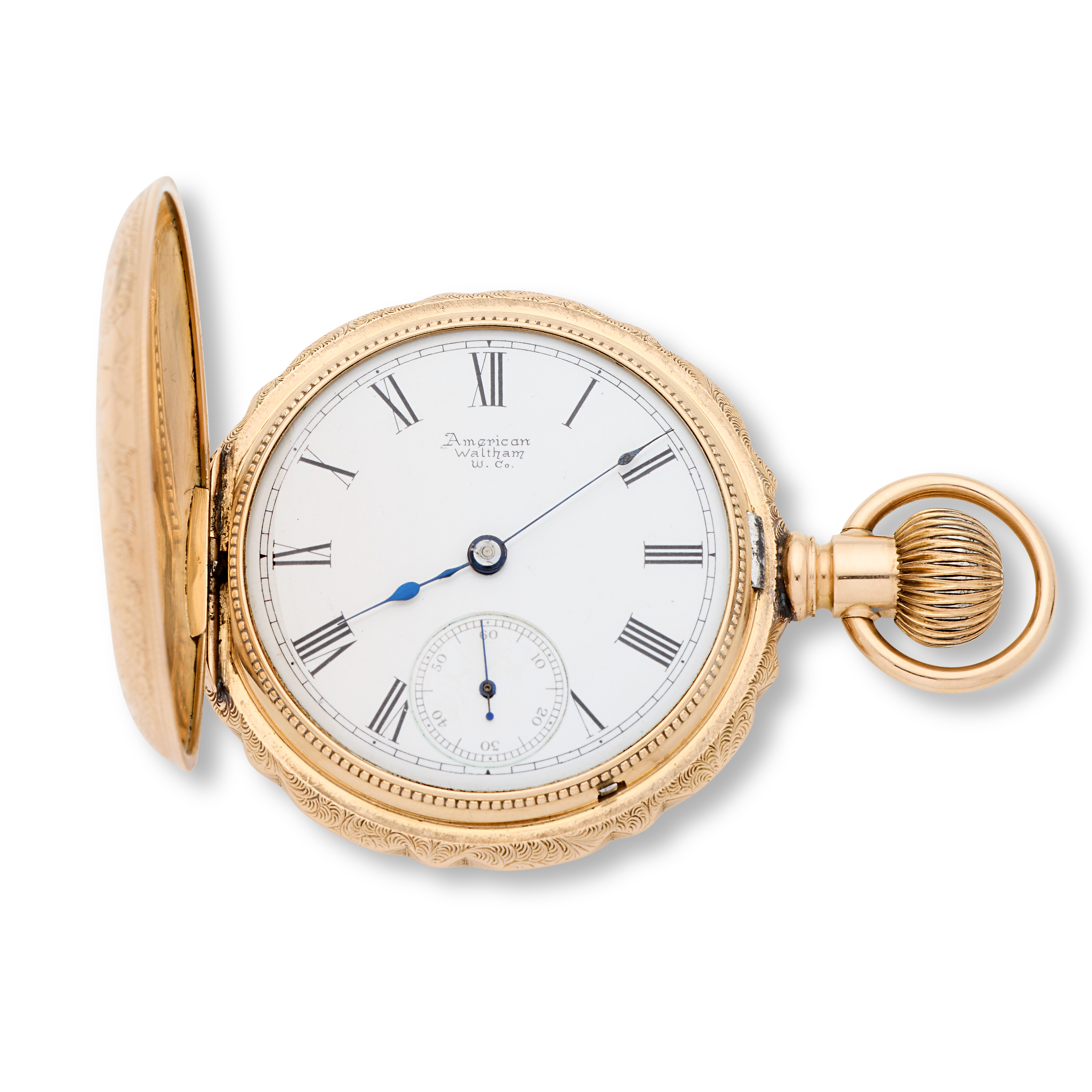 Waltham. A 14K gold keyless wind full hunter pocket watch Circa 1883