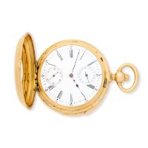 B.Haas Jne & Cie, Paris & Geneve. An 18K gold keyless wind half hunter minute repeating calendar...