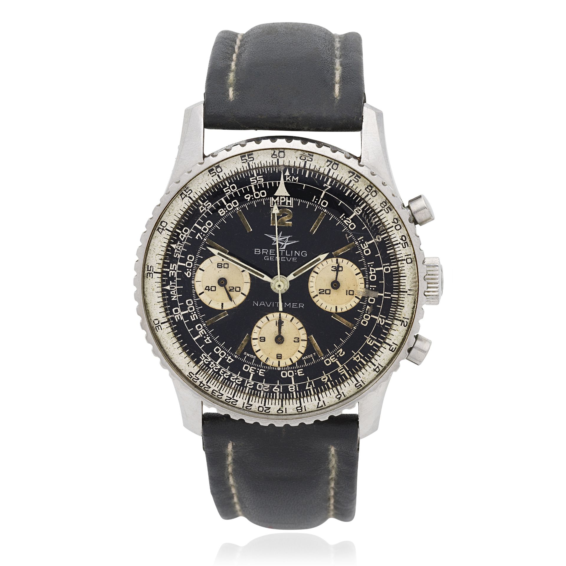 Breitling. A stainless steel manual wind chronograph wristwatch Navitimer, Ref: 806, Circa 1965