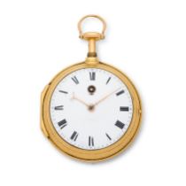 George Graham, London. A rare 18K gold key wind open face dumb quarter repeating pocket watch Lo...