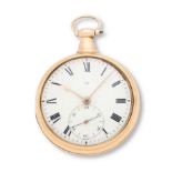 F.B Adams, St Johns Square, London. An 18K gold key wind pair case pocket watch with duplex esca...