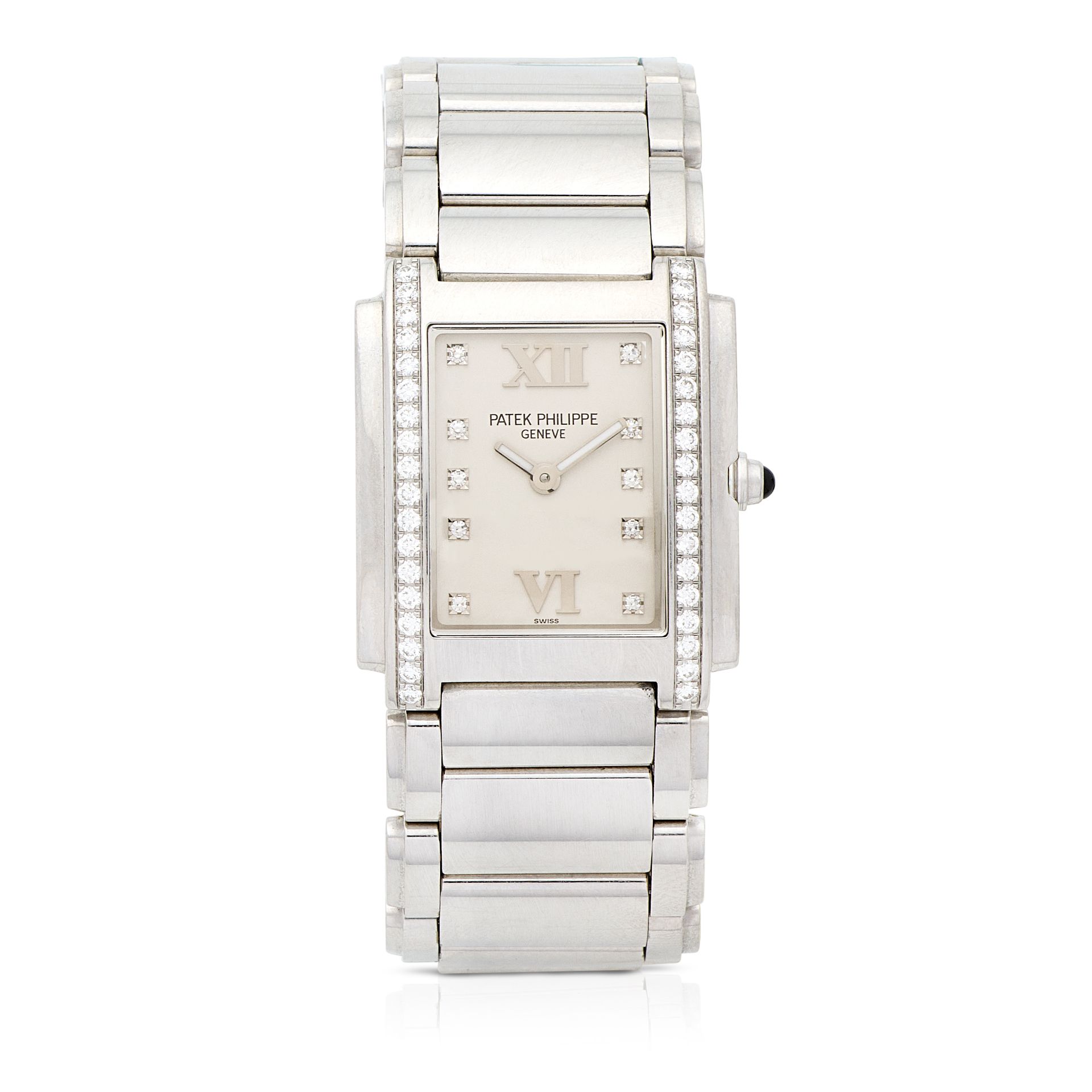 Patek Philippe. A lady's stainless steel diamond set quartz bracelet watch Twenty 4, Ref: 4910/...