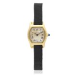 Cartier. A rare and early lady's 18K gold manual wind tonneau form wristwatch Tortue, Ref: 3457...