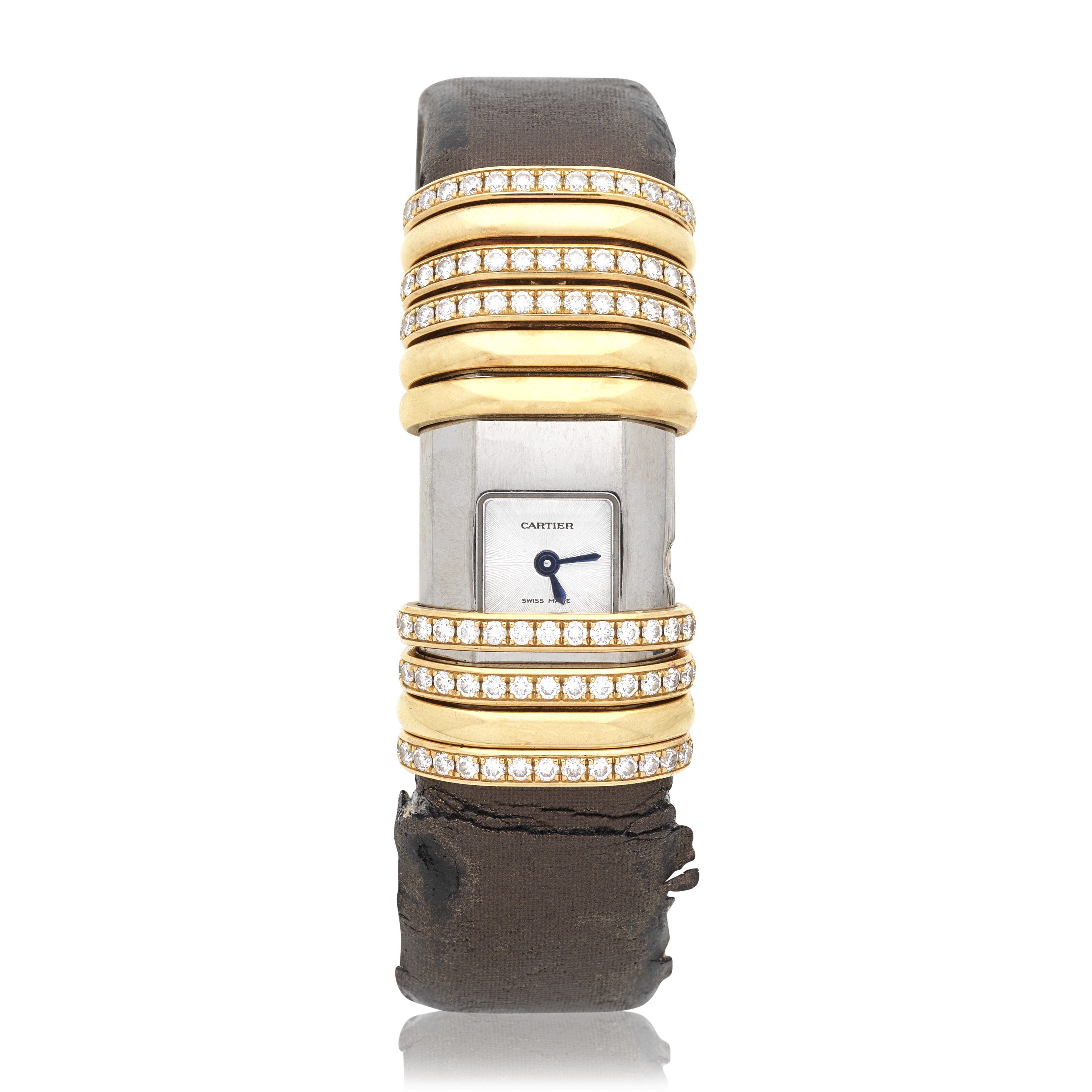 Cartier. A lady's gold and titanium diamond set quartz wristwatch Decolration, Ref: 2611, Purch...