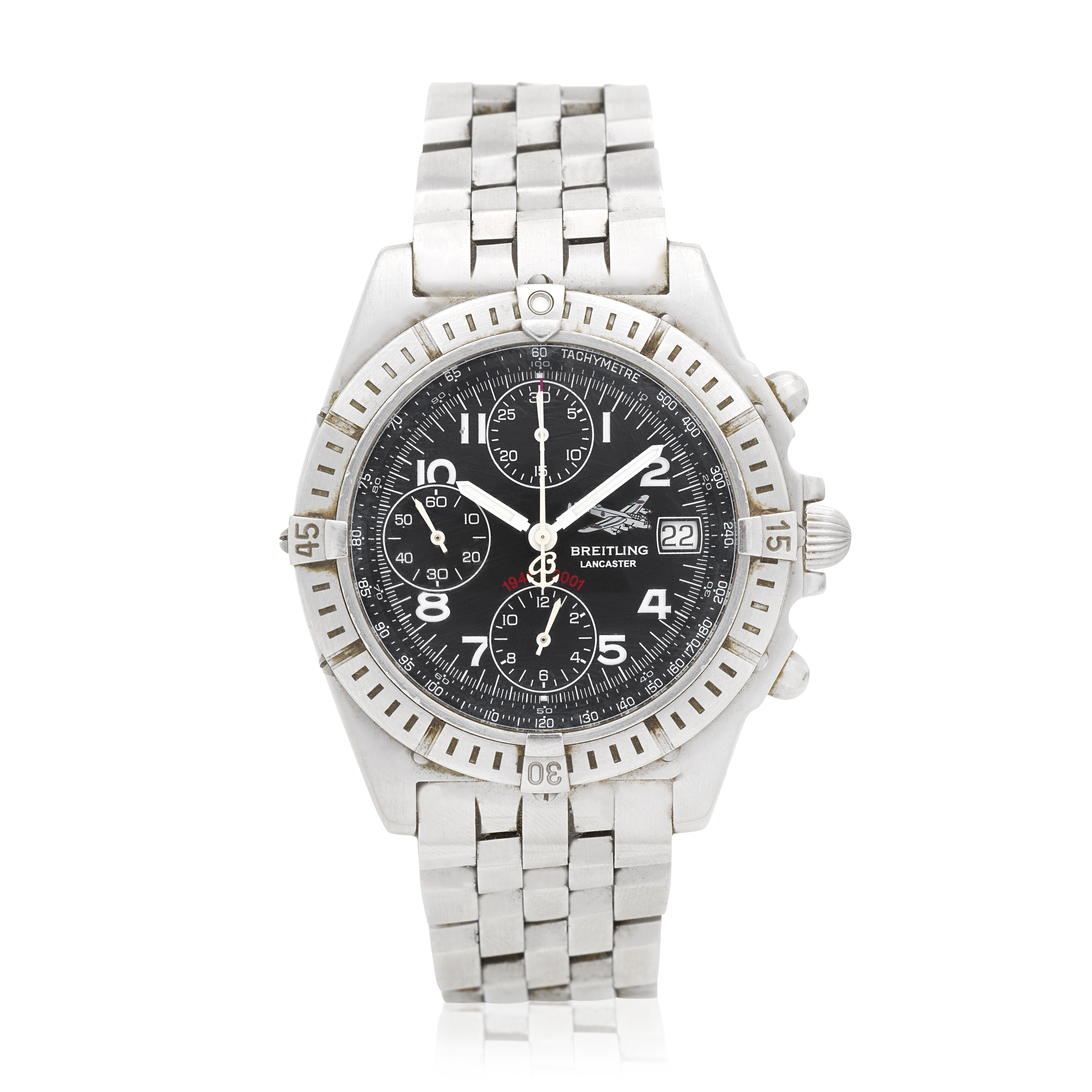 Breitling. A limited edition stainless steel automatic calendar chronograph bracelet watch Chro...