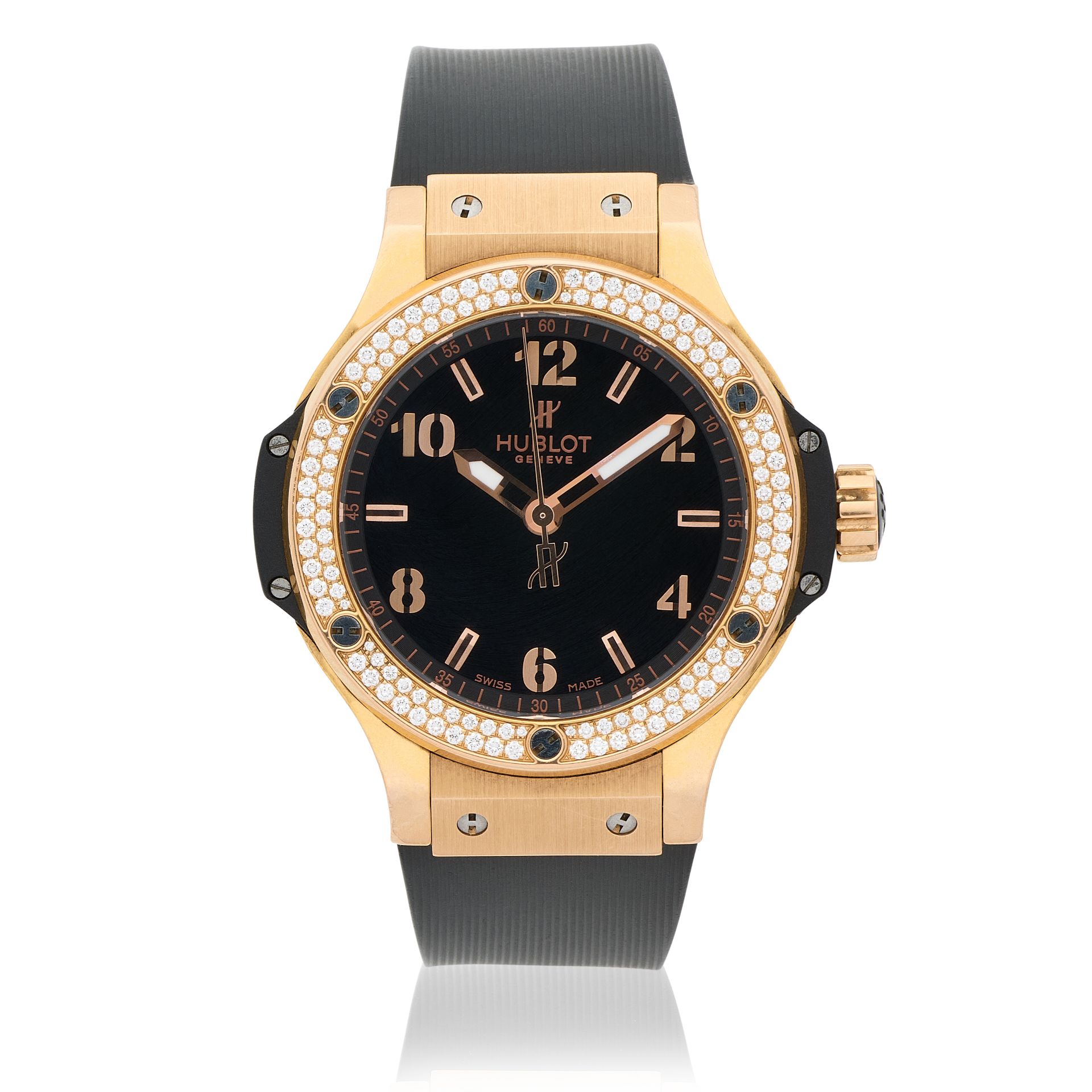 Hublot. An 18K rose gold and titanium diamond set quartz wristwatch Big Bang, Circa 2015