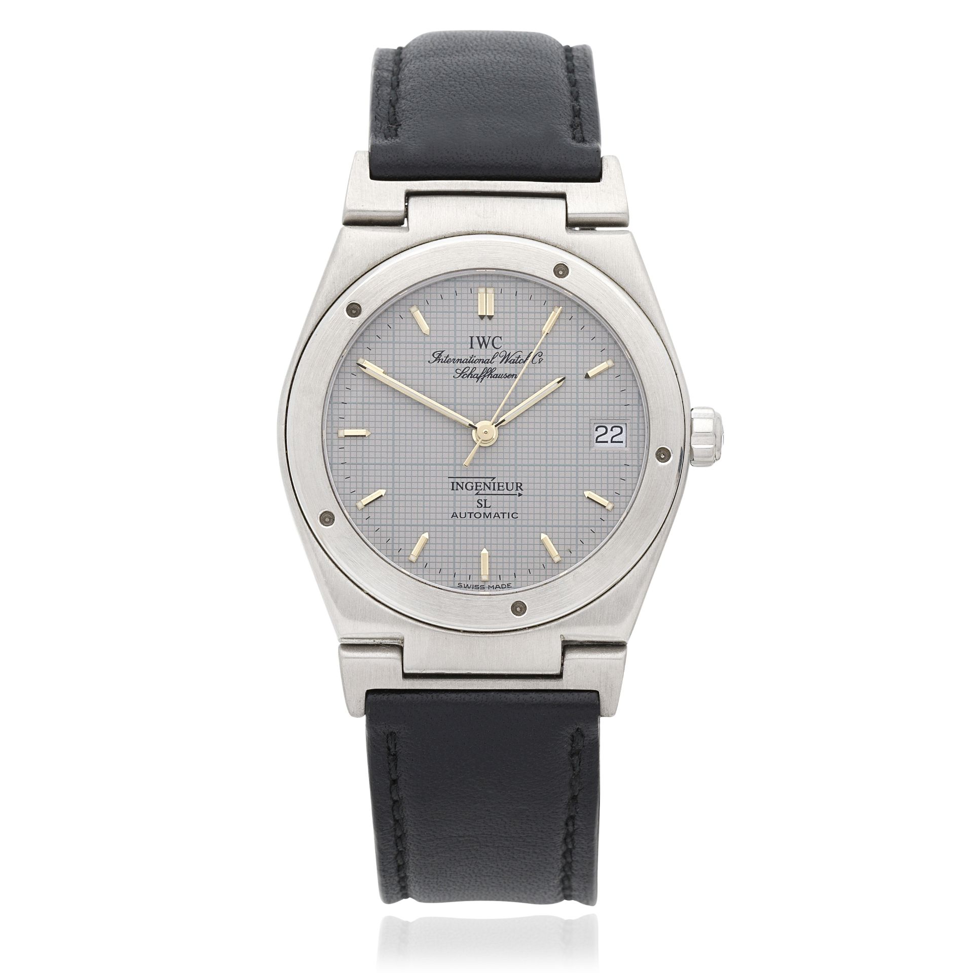 IWC. A stainless steel automatic calendar wristwatch Ingenieur SL, Ref: 3506.1, Circa 1980