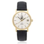 Omega. An 18K gold automatic calendar wristwatch with dial featuring Prince Khalifa Bin Salman A...