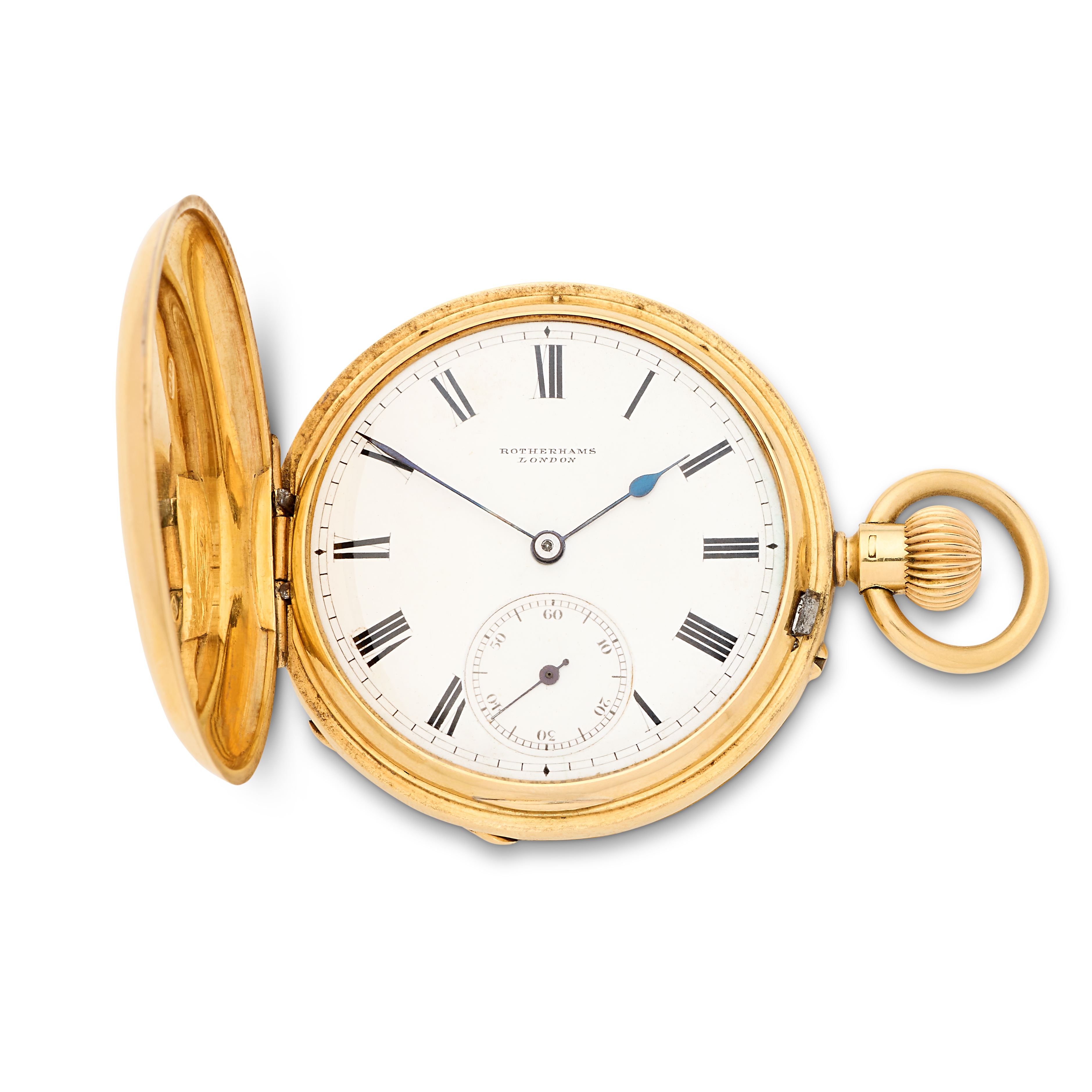 Rotherhams, London. An 18K gold keyless wind full hunter pocket watch Birmingham Hallmark for 1898