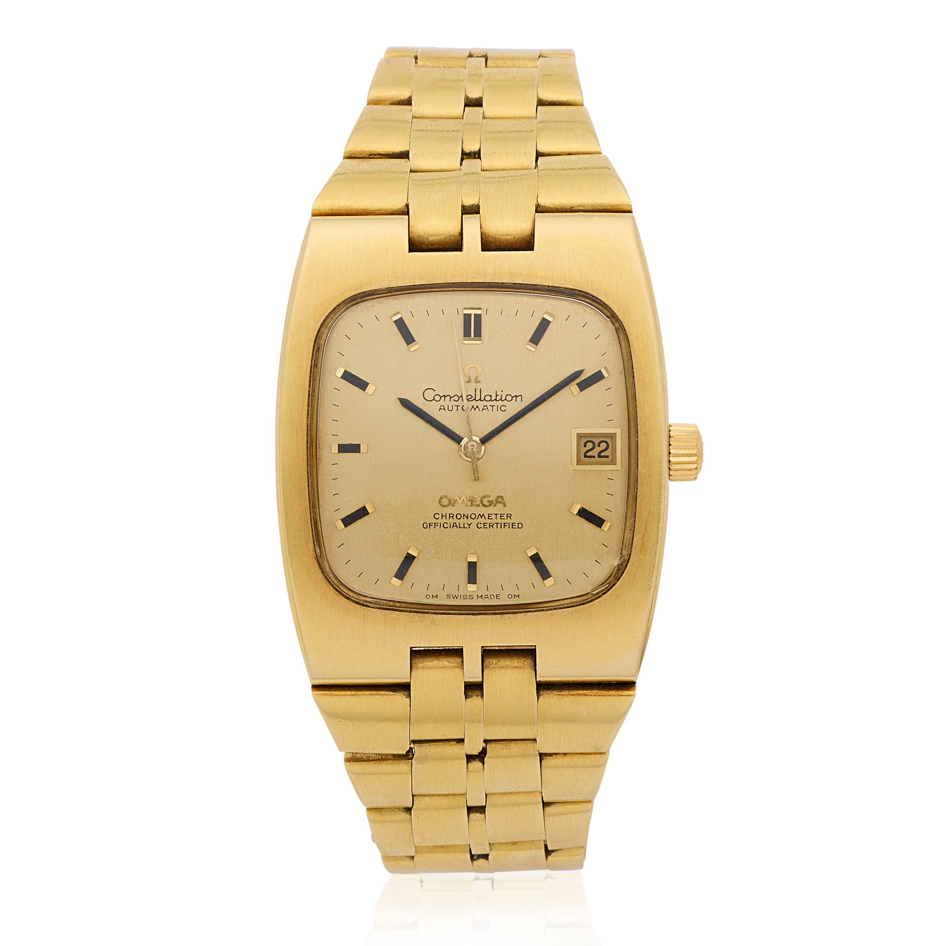 Omega. An 18K gold automatic calendar bracelet watch Constellation, Circa 1970