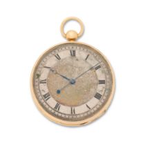 Vaucher Fr&#232;res. An unusual continental gold key wind open face pocket watch with independen...