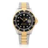 Rolex. A stainless steel and gold automatic calendar bracelet watch Submariner, Ref: 16613 T, C...