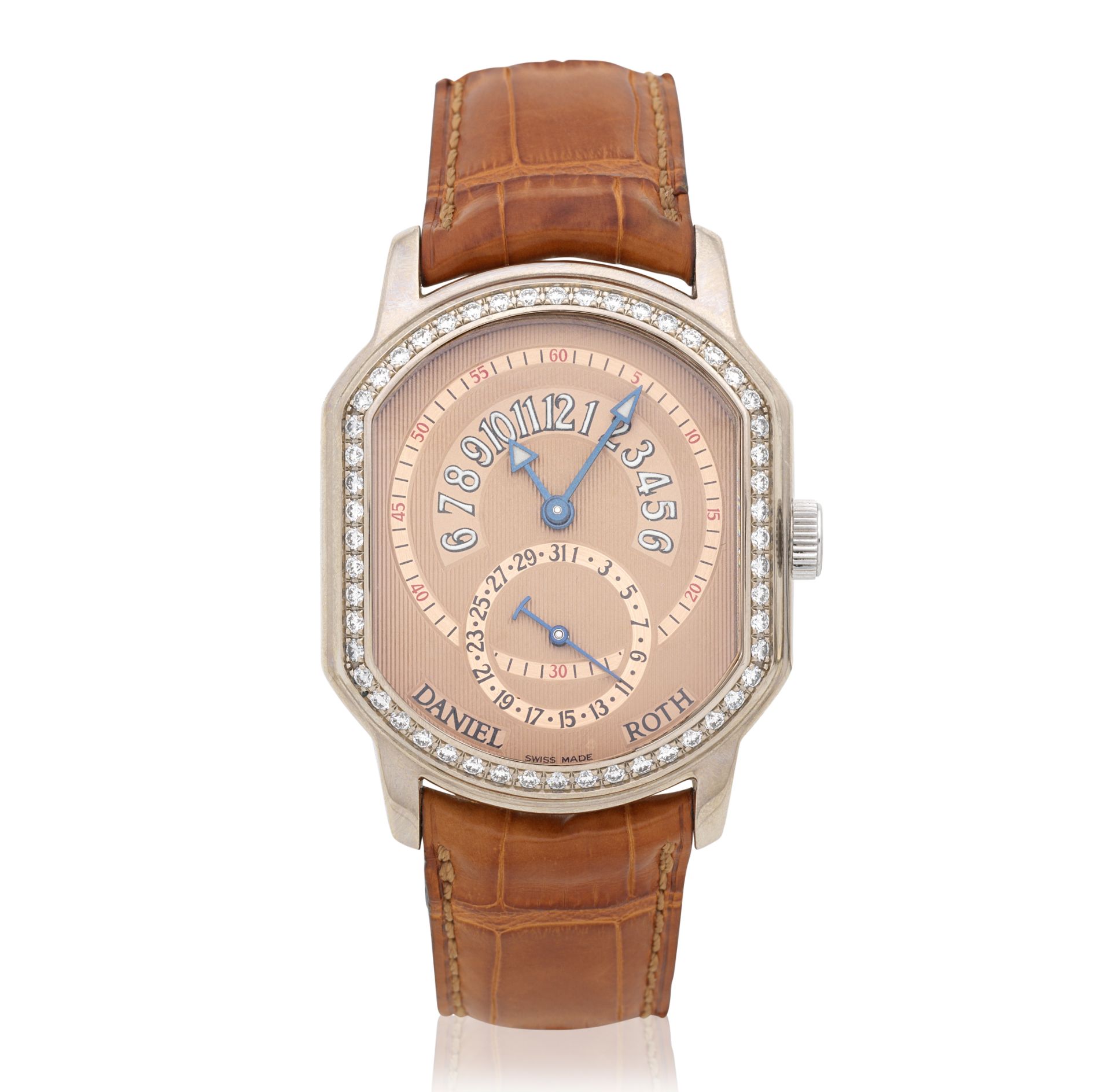 Daniel Roth. An 18K white gold diamond set automatic retrograde calendar wristwatch Premier, Re...