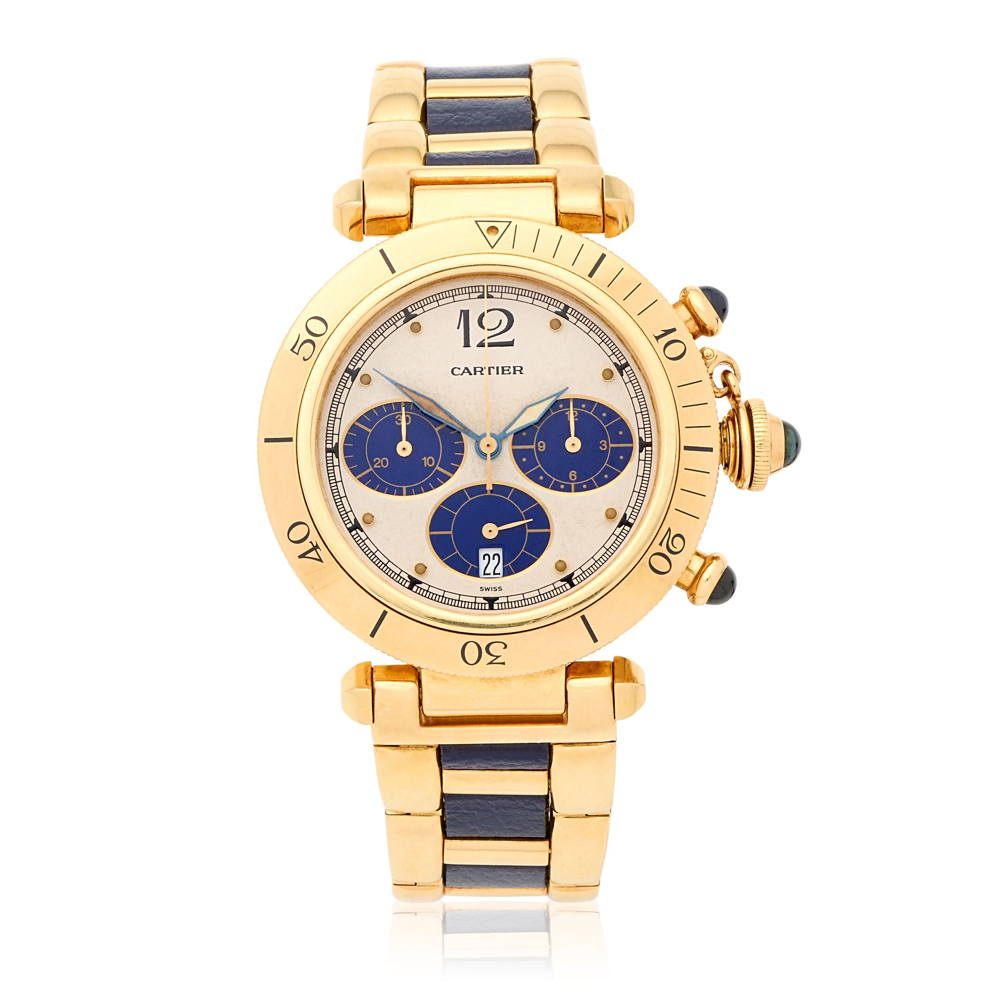 Cartier. An 18K gold quartz calendar chronograph bracelet watch Pasha, Ref: 30009, Circa 1990