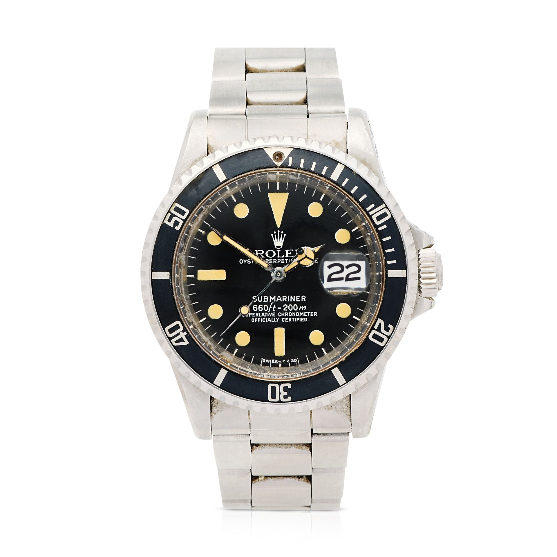 Rolex. A stainless steel automatic calendar bracelet watch Submariner, Ref: 1680, Circa 1975