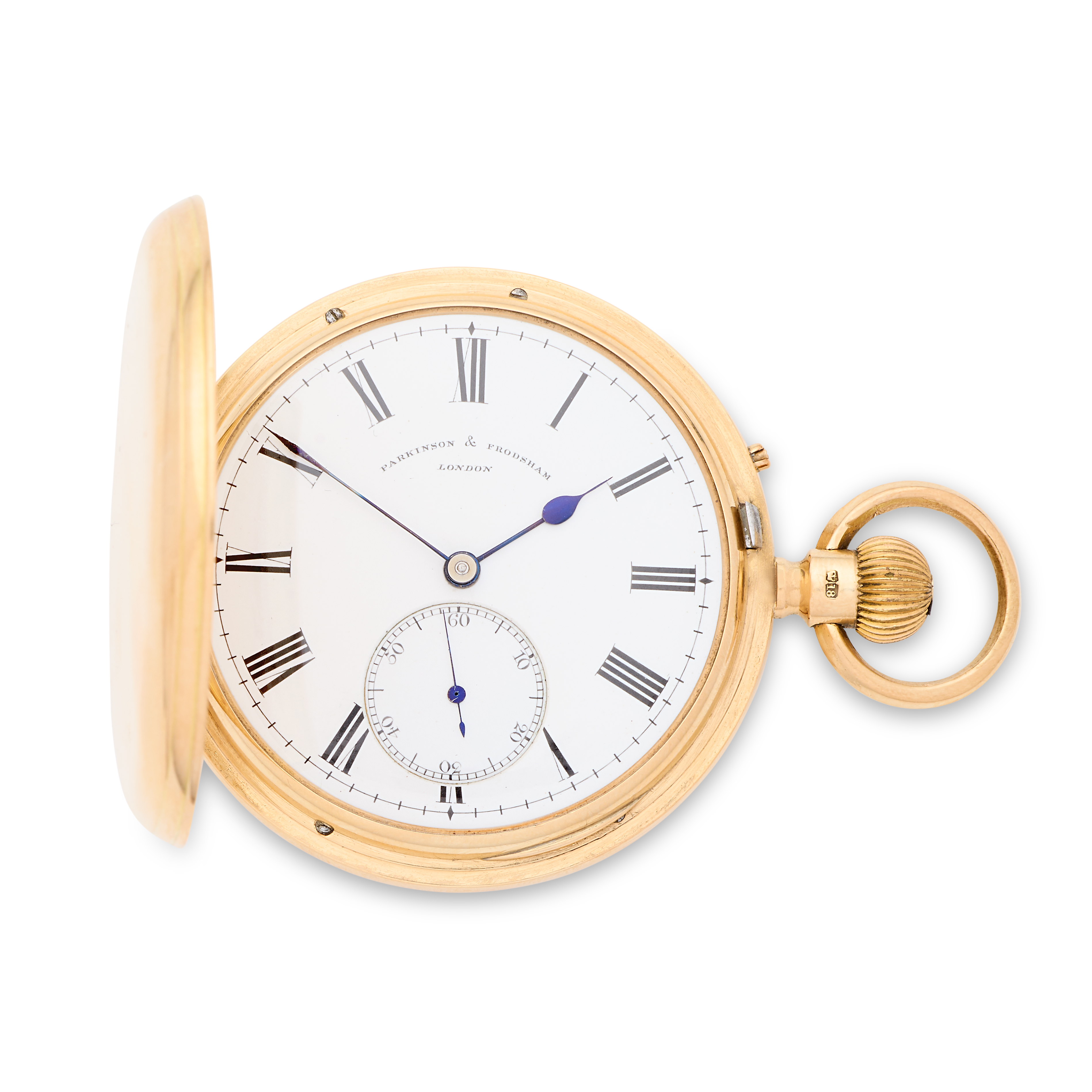 Parkinson & Frodsham, Change Alley, London. An 18K gold keyless wind full hunter pocket watch Lo...