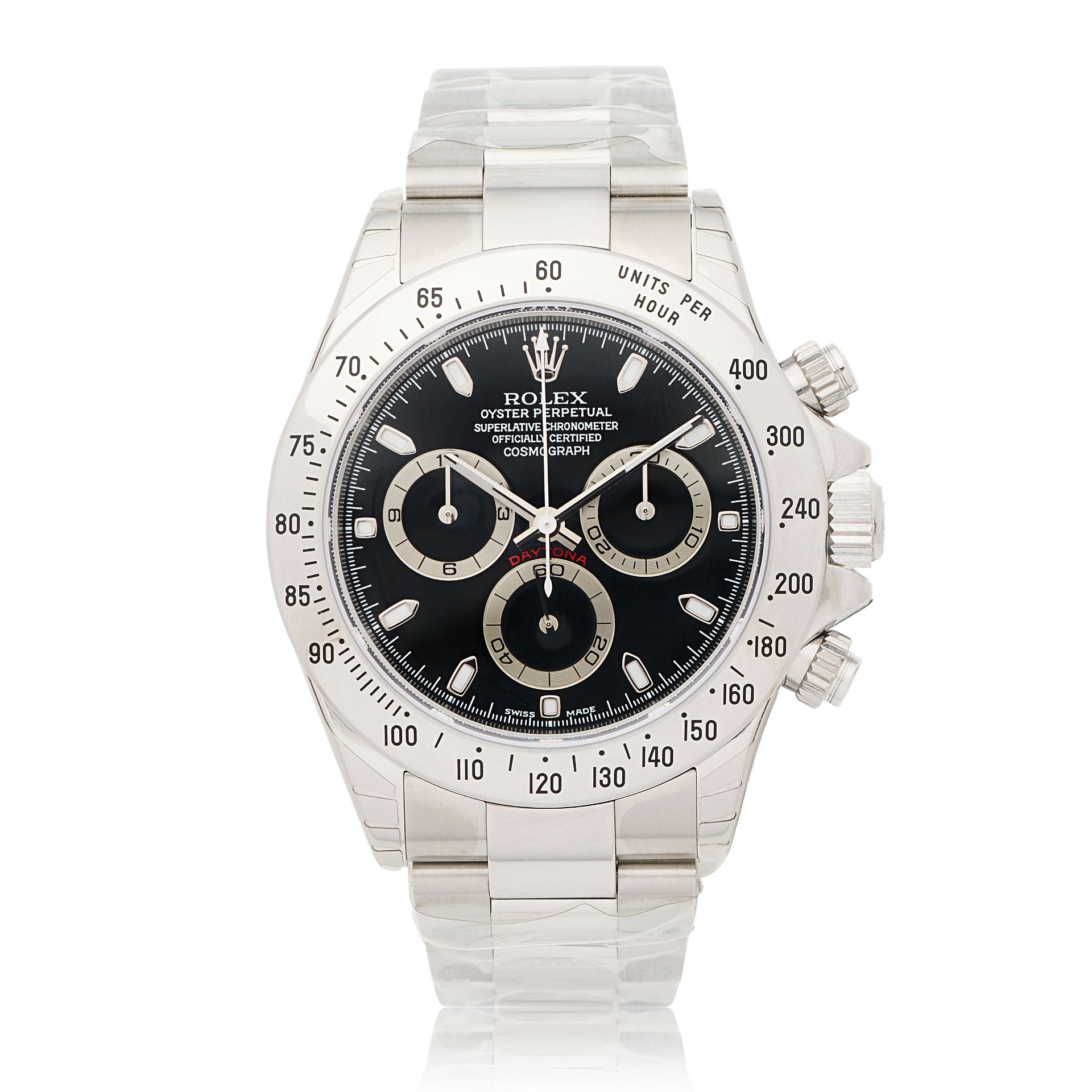 Rolex. A stainless steel automatic chronograph bracelet watch Cosmograph Daytona, Ref: 116520, ...
