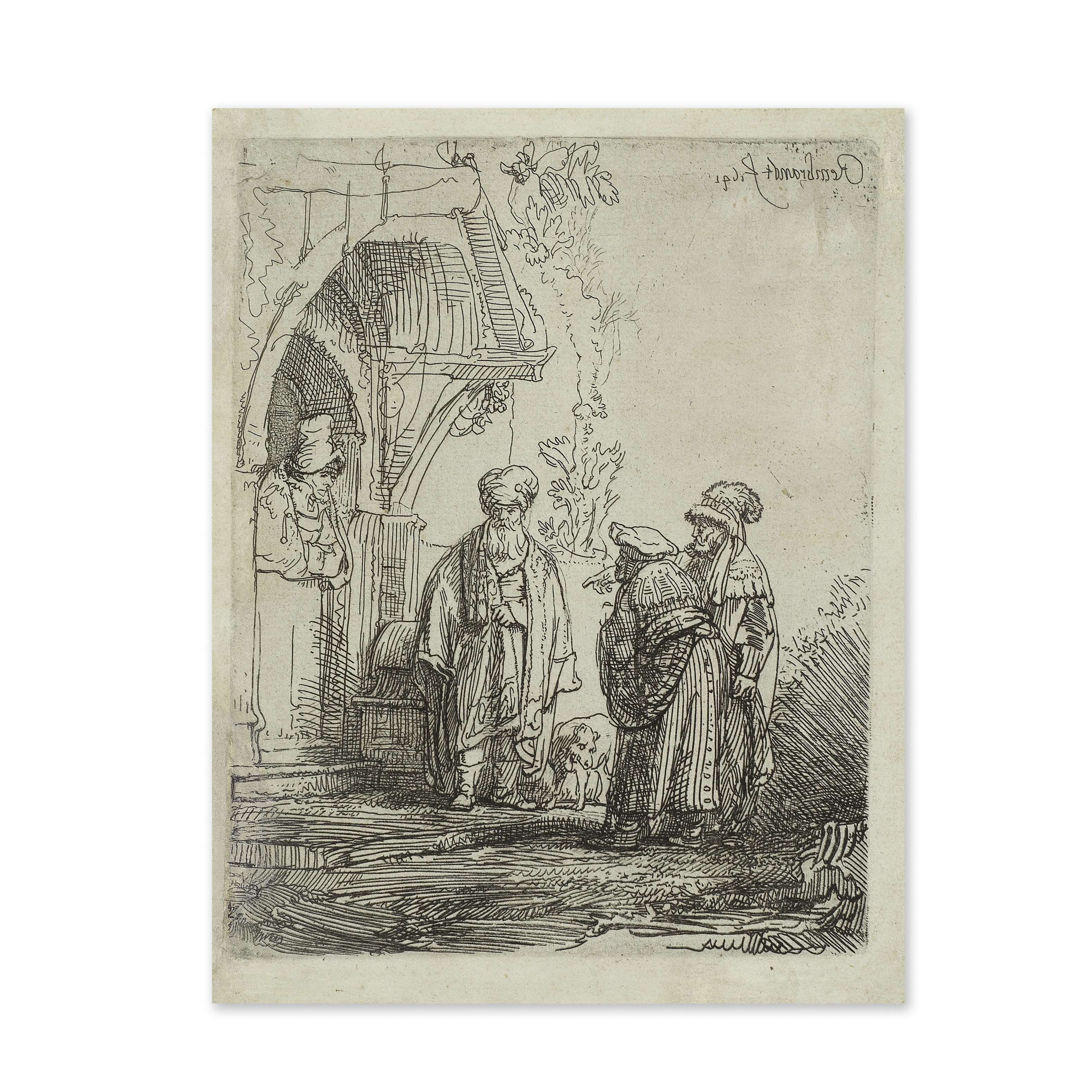 REMBRANDT HARMENSZ VAN RIJN (1606-1669) Trois figures Orientales, 1641 (B118, NH190)Eau-forte su...