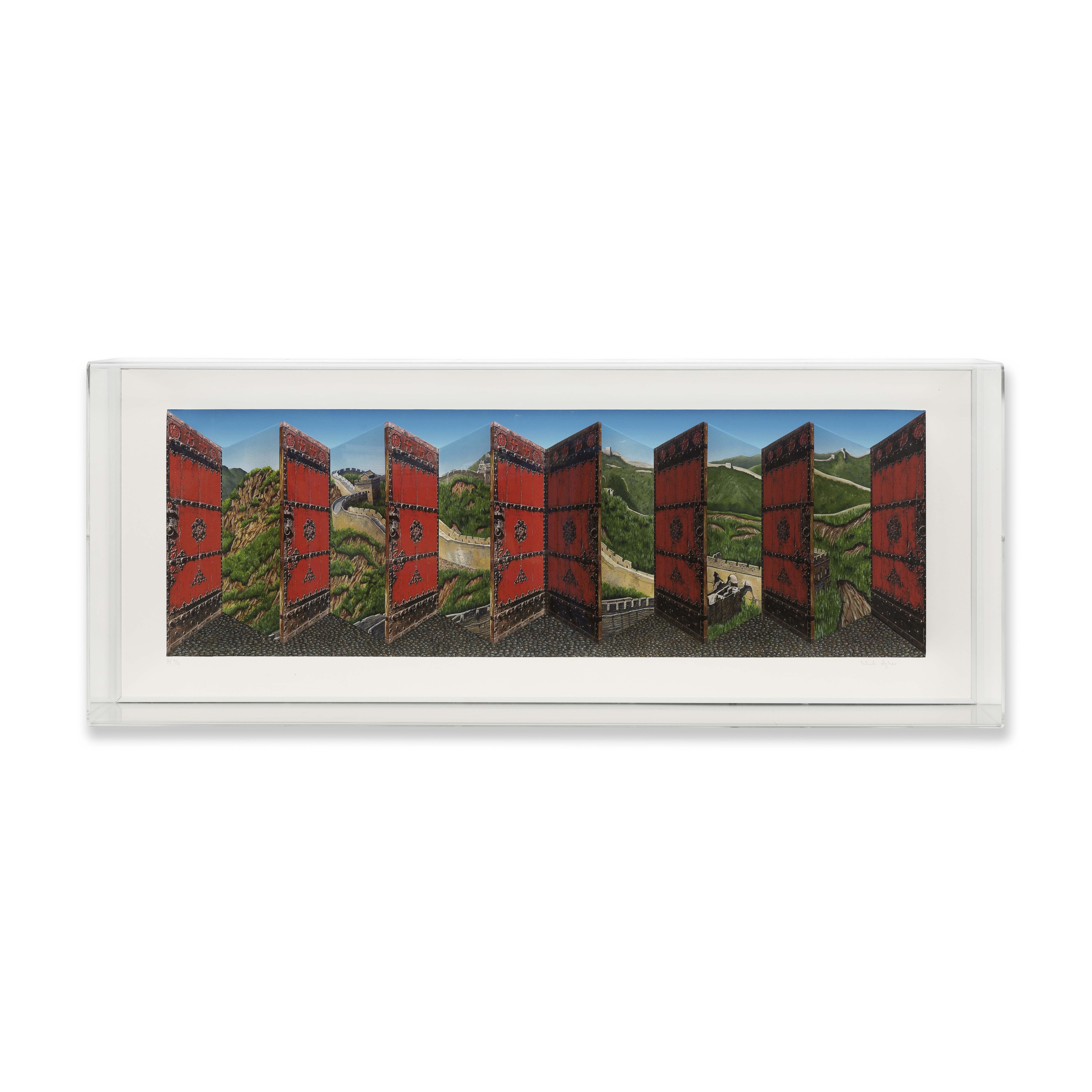 PATRICK HUGHES (NE EN 1939) The Wall, 2016 Impression lithographique tridimensionnelle rehauss&...