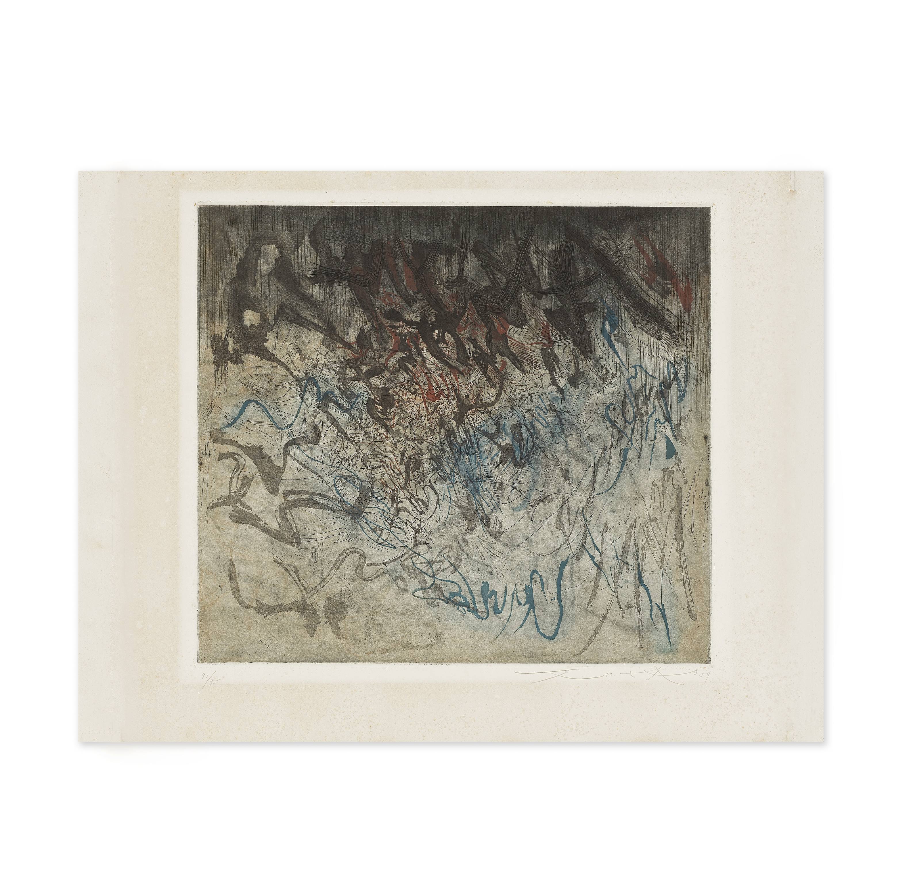 ZAO WOU KI (1920-2013) Sans titre, 1957 (Agerup, 118)Eau-forte et aquatinte sur v&#233;lin sur R...