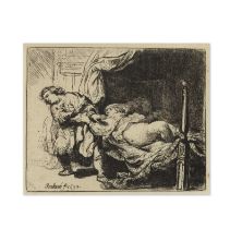 REMBRANDT HARMENSZ VAN RIJN (1606-1669) Joseph et la Femme de Putiphar, 1634 (B39, NH128)Eau-for...