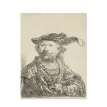 REMBRANDT HARMENSZ VAN RIJN (1606-1669) Autoportrait au Chapeau de velours avec une Plume, 1634 ...